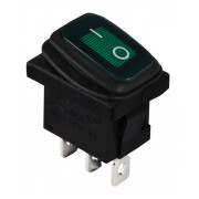 Переключатель АСКО-УКРЕМ KCD1-2-101WN GR/B черный с зеленой клавишей с подсветкой IP65 мини-фото