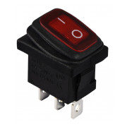 Переключатель АСКО-УКРЕМ KCD1-2-101WN R/B черный с красной клавишей с подсветкой IP65 мини-фото