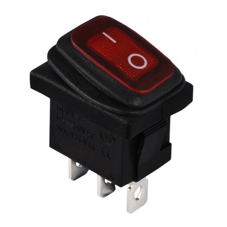 Переключатель АСКО-УКРЕМ KCD1-2-101WN R/B черный с красной клавишей с подсветкой IP65 (A0140040060) фото