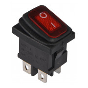 Переключатель АСКО-УКРЕМ KCD1-4-201WN R/B 2-полюсный черный с красной клавишей с подсветкой IP65 мини-фото