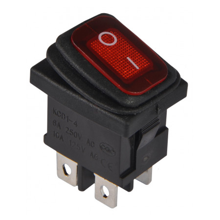 Переключатель АСКО-УКРЕМ KCD1-4-201WN R/B 2-полюсный черный с красной клавишей с подсветкой IP65 (A0140040064) фото