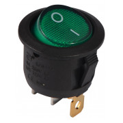 Переключатель АСКО-УКРЕМ KCD1-5-101N GR/B черный с круглой зеленой клавишей с подсветкой мини-фото
