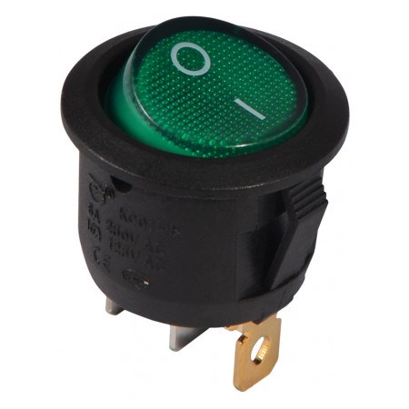 Переключатель АСКО-УКРЕМ KCD1-5-101N GR/B черный с круглой зеленой клавишей с подсветкой (A0140040072) фото