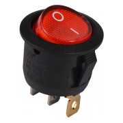 Переключатель АСКО-УКРЕМ KCD1-5-101N R/B черный с круглой красной клавишей с подсветкой мини-фото