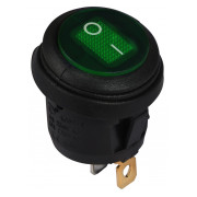 Переключатель АСКО-УКРЕМ KCD1-5-101WN GR/B черный с круглой зеленой клавишей с подсветкой IP65 мини-фото