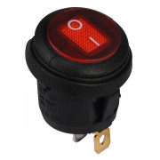 Переключатель АСКО-УКРЕМ KCD1-5-101WN R/B черный с круглой красной клавишей с подсветкой IP65 мини-фото