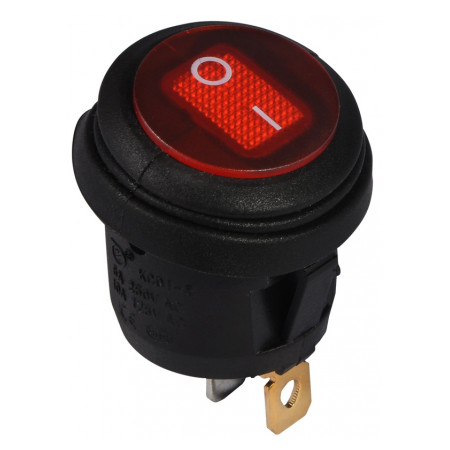 Переключатель АСКО-УКРЕМ KCD1-5-101WN R/B черный с круглой красной клавишей с подсветкой IP65 (A0140040074) фото