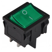 Переключатель АСКО-УКРЕМ KCD1-6-201N GR/B 2-полюсный черный с зеленой клавишей с подсветкой мини-фото