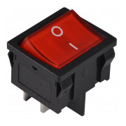 Перемикач АСКО-УКРЕМ KCD1-6-201N R/B 2-полюсний чорний з червоною клавішою з підсвічуванням міні-фото