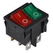 Переключатель АСКО-УКРЕМ KCD1-6-2101N GR+R/B черный с зеленой и красной клавишей с подсветкой мини-фото