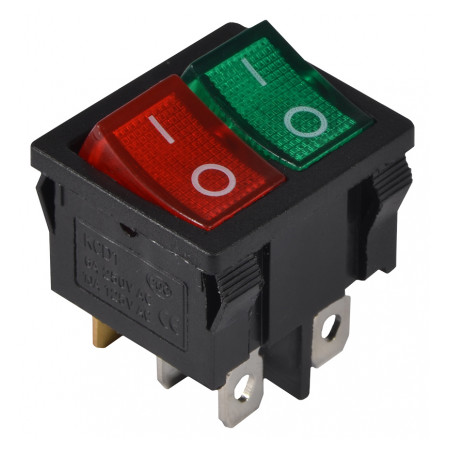 Переключатель АСКО-УКРЕМ KCD1-6-2101N GR+R/B черный с зеленой и красной клавишей с подсветкой (A0140040085) фото