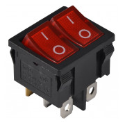 Переключатель АСКО-УКРЕМ KCD1-6-2101N R/B черный с 2 красными клавишами с подсветкой мини-фото