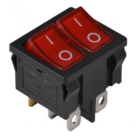 Переключатель АСКО-УКРЕМ KCD1-6-2101N R/B черный с 2 красными клавишами с подсветкой (A0140040084) фото