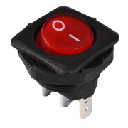Перемикач АСКО-УКРЕМ KCD1-7-101N R/B чорний з круглою червоною клавішою з підсвічуванням міні-фото