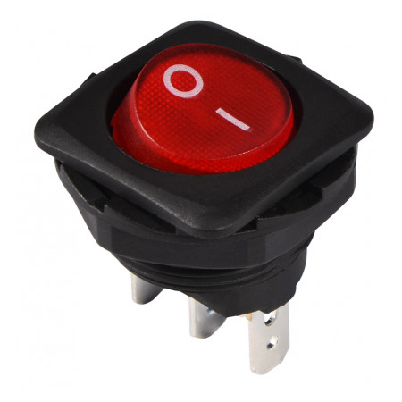 Переключатель АСКО-УКРЕМ KCD1-7-101N R/B черный с круглой красной клавишей с подсветкой (A0140040093) фото