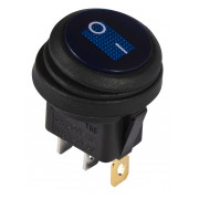 Переключатель АСКО-УКРЕМ KCD1-8-101WN BL/B черный с круглой синей клавишей с подсветкой IP65 мини-фото