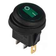 Переключатель АСКО-УКРЕМ KCD1-8-101WN GR/B черный с круглой зеленой клавишей с подсветкой IP65 мини-фото