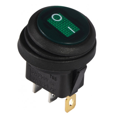 Переключатель АСКО-УКРЕМ KCD1-8-101WN GR/B черный с круглой зеленой клавишей с подсветкой IP65 (A0140040078) фото