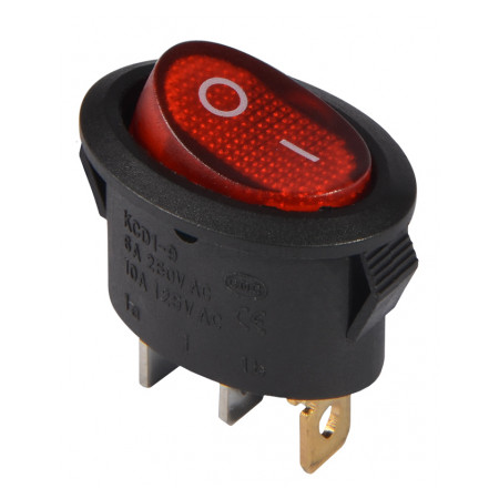 Переключатель АСКО-УКРЕМ KCD1-9-101N R/B черный с овальной красной клавишей с подсветкой (A0140040087) фото