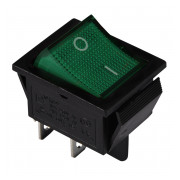 Переключатель АСКО-УКРЕМ KCD2-201N GR/B 2-полюсный черный с зеленой клавишей с подсветкой мини-фото