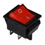 Переключатель АСКО-УКРЕМ KCD2-201N R/B 2-полюсный черный с красной клавишей с подсветкой мини-фото