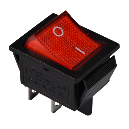 Переключатель АСКО-УКРЕМ KCD2-201N R/B 2-полюсный черный с красной клавишей с подсветкой (A0140040101) фото