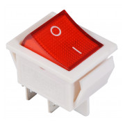 Переключатель АСКО-УКРЕМ KCD2-201N R/WH 2-полюсный белый с красной клавишей с подсветкой мини-фото