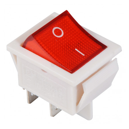 Перемикач АСКО-УКРЕМ KCD2-201N R/WH 2-полюсний білий з червоною клавішою з підсвічуванням (A0140040105) фото