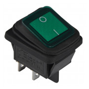 Перемикач АСКО-УКРЕМ KCD2-201WN GR/B 2-полюсний чорний з зеленою клавішою з підсвічуванням IP54 міні-фото