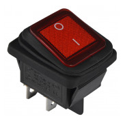 Перемикач АСКО-УКРЕМ KCD2-201WN R/B 2-полюсний чорний з червоною клавішою з підсвічуванням IP54 міні-фото