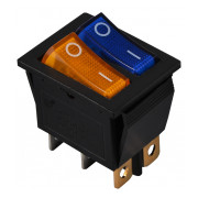Переключатель АСКО-УКРЕМ KCD2-2101N BL+YL/B черный с желтой и синей клавишей с подсветкой мини-фото