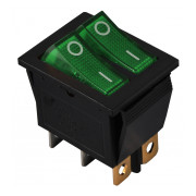 Перемикач АСКО-УКРЕМ KCD2-2101N GR/B чорний з 2 зеленими клавішами з підсвічуванням міні-фото