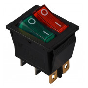 Переключатель АСКО-УКРЕМ KCD2-2101N GR+R/B черный с зеленой и красной клавишей с подсветкой мини-фото