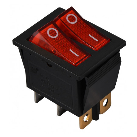 Перемикач АСКО-УКРЕМ KCD2-2101N R/B чорний з 2 червоними клавішами з підсвічуванням (A0140040109) фото
