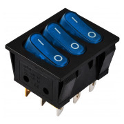 Перемикач АСКО-УКРЕМ KCD2-3101N BL/B чорний з 3 овальними синіми клавішами з підсвічуванням міні-фото