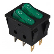 Переключатель АСКО-УКРЕМ KCD2-5-2101N GR/B черный с 2 зелеными клавишами с подсветкой мини-фото