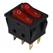 Переключатель АСКО-УКРЕМ KCD2-5-2101N R/B черный с 2 красными клавишами с подсветкой мини-фото