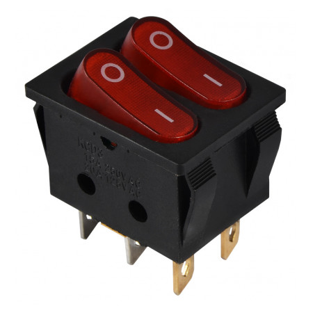 Перемикач АСКО-УКРЕМ KCD2-5-2101N R/B чорний з 2 червоними клавішами з підсвічуванням (A0140040117) фото
