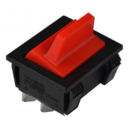 Переключатель АСКО-УКРЕМ KCD2-9-201 R/B 2-полюсный черный с красной клавишей (A0140040123) фото