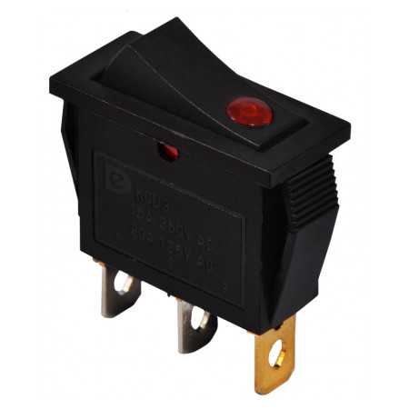 Перемикач АСКО-УКРЕМ KCD3-101EN R/B чорний з червоною клавішою з точковим підсвічуванням (A0140040044) фото