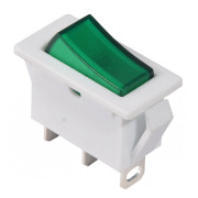 Переключатель АСКО-УКРЕМ KCD3-101N-13 GR/WH белый с зеленой клавишей с подсветкой мини-фото