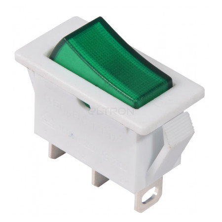 Перемикач АСКО-УКРЕМ KCD3-101N-13 GR/WH білий з зеленою клавішою з підсвічуванням (A0140040041) фото