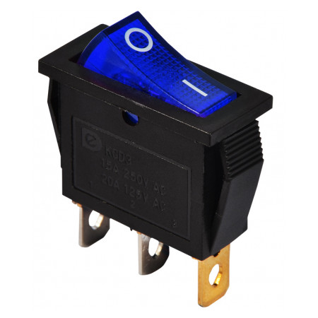 Переключатель АСКО-УКРЕМ KCD3-101N BL/B черный с синей клавишей с подсветкой (A0140040030) фото