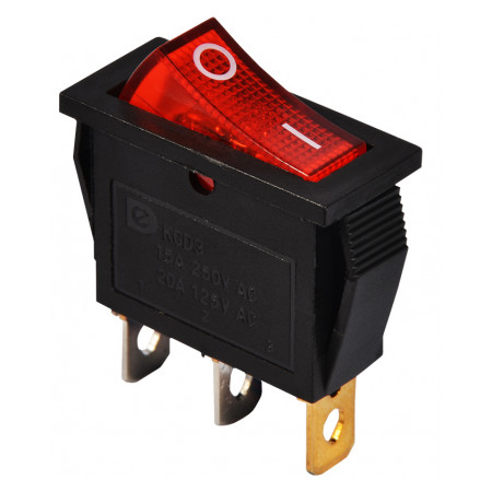 Переключатель АСКО-УКРЕМ KCD3-101N R/B черный с красной клавишей с подсветкой (A0140040027) фото