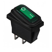 Переключатель АСКО-УКРЕМ KCD3-101W GR/B черный с зеленой клавишей IP54 мини-фото