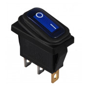 Переключатель АСКО-УКРЕМ KCD3-101WN BL/B черный с синей клавишей с подсветкой IP54 мини-фото