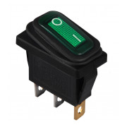 Переключатель АСКО-УКРЕМ KCD3-101WN GR/B черный с зеленой клавишей с подсветкой IP54 мини-фото