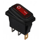 Перемикач АСКО-УКРЕМ KCD3-101WN R/B чорний з червоною клавішою з підсвічуванням IP54 міні-фото