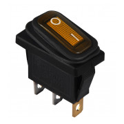 Перемикач АСКО-УКРЕМ KCD3-101WN YL/B чорний з жовтою клавішою з підсвічуванням IP54 міні-фото