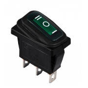 Переключатель АСКО-УКРЕМ KCD3-103W GR/B на 3 положения черный с зеленой клавишей IP54 мини-фото